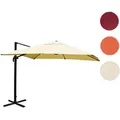 Gastronomie-Ampelschirm HWC-A96, Sonnenschirm 3x3m (Ø4,24m) Polyester Alu/Stahl 23kg ~ creme ohne Ständer