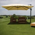 Gastronomie-Ampelschirm HWC-A96, Sonnenschirm 3x3m (Ø4,24m) Polyester Alu/Stahl 23kg creme ohne Ständer