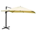 Mendler Gastronomie-Ampelschirm HWC-A96, Sonnenschirm 3x3m (Ø4,24m) Polyester Alu/Stahl 23kg - creme