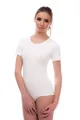 Evoni Damen Body kurzarm l Stringbody aus Baumwolle mit Rundhals l Kurzarmbody für Frauen l Tanga Bodysuit l String Body XL weiß