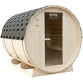 HOME DELUXE - Outdoor Fasssauna LAHTI XL - Maße: BxTxH: ca. 189 x 191,5 x 220, Holz: Fichtenholz - inkl. Saunaofen und Saunazubehör I Gartensauna... - Braun