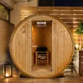 Home Deluxe - Outdoor Fasssauna Lahti Xl - Maße: Bxtxh: Ca. 195 Cm X 192 Cm X 220 Cm, Holz: Fichtenholz - Inkl. Saunaofen Und Saunazubehör I Gartensauna, Außensauna, Sauna Fass Für 6 Personen  Sauna S