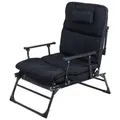 Lex 2 in 1 Gartenliege Ruheliege Liegebett Relaxsessel Ruhesessel Gästebett Kopfkissen schwarz : Schwarz