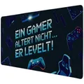speecheese Schreibtischunterlage Ein Gamer altert nicht Er levelt Schreibtischunterlage 89x40cm XXL 40 cm