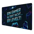 Ein Gamer altert nicht - Er levelt Schreibtischunterlage 89x40cm XXL Mauspad Gaming Controller und Spielkonsole Perfekt für Gaming-Stuhl Mit futuristischem Lichtstrahl