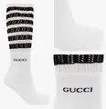 GUCCI WHITE OPENWORK Double-Layered Striped Tennis Socks Sneakers Socken New XS