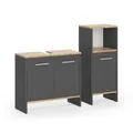 Vicco Badezimmermöbel-Set Karli, Anthrazit/Goldkraft Eiche, 63.8 cm, besteht aus Waschbeckenunterschrank und Midischrank