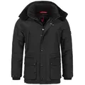 Höhenhorn Winterjacke Mangard Herren Winter Jacke für Männer Gefüttert Winterjacke Parker abnehmbare Gefütterte Kapuze, weicher Teddyfleece Kragen schwarz XXL