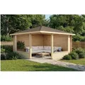 Alpholz Gartenhaus Maik-40 Spitzdach Unbehandelt 425 cm x 425 cm
