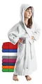 Arus Kinder-Bademantel mit Kapuze für Jungen und Mädchen, 100% Baumwolle Frottee, lang, Weiß, 164