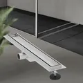 LuxeBath Duschrinne 2in1 Edelstahl, 60 cm, Silber, befliesbar, extra flach