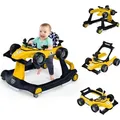 COSTWAY 4 in 1 Lauflernwagen mit einstellbarer Höhe und Geschwindigkeit, Babykart mit Anti-Rutsch-Pads, Klappbarer Baby Walker mit Universalräder... - Gelb