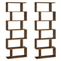 VASAGLE Bücherregal, 2er Set, Regal mit 6 Ebenen, Standregal, Büroregal, freistehend, Dekoregal, zur Präsentation, modern, für Wohnzimmer, Schlafzimmer, Büro, vintagebraun LSS036X01