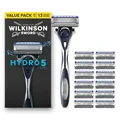 Wilkinson Sword Hydro 5 Herrenrasierer, Vorteilspack, Haut-Hydratation, karbonbeschichtete Klingen, Rasierergriff plus 13 Ersatzklingen