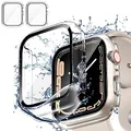 2 Pièces Transparent PC Coque Compatible Avec Apple Watch Serie Watch 40mm Series 6 5 4 Se Avec Protection ecran en Verre Trempé,HD Clair Ultra Mince Anti-Choc Protection iWatch (40mm)