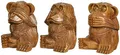 Woru Die DREI Affen, Nichts hören, Nichts sehen, Nichts Sagen, ca. 10 cm aus Soar-Holz, handgeschnitzt