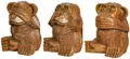 Die drei Affen, nichts hören, nichts sehen, nichts sagen, Holz, handgeschnitzt