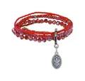 Konplott: Armband Petit Glamour d´Afrique, mehrreihiges modernes und flexibles Glasperlen-Kristallarmband, für Damen/Frauen (rot)