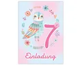 Junapack 12 Einladungskarten zum 7. Kindergeburtstag Einladung zum siebten Geburtstag Mädchen Eule