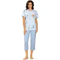 comtessa Schlafanzug Feeling Good (Set, 2 tlg., 2-teilig) Damen Pyjama 2-teilig 7/8 Hose Baumwolle große Größen blau|lila 38