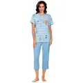 comtessa Pyjama Damen-Schlafanzug Single-Jersey Streifen blau 38