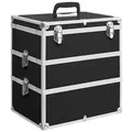 vidaXL Kosmetikkoffer 37x24x40 cm Schwarz Aluminium