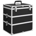 vidaXL Kosmetikkoffer Schminkkoffer Friseurkoffer Schmuckkoffer Alukoffer Werkzeugkoffer Werkzeugkasten Alu 37x24x40cm Schwarz Aluminium