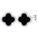 J.Fée Kleeblatt Ohrringe Silber 925 Kleeblatt Ohrstecker Silber Antiallergie Vierblättriges Ohrringe Damen mit Cubic Zirkonia, Dupes Schmuck Geschenk Für Frauen
