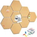 Kork Pinnwand Sechseckig, 8 Stück, DIY Wanddekoration, inklusive 50 Pushpins