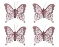 Kaemingk Christbaumschmuck, Schmetterling mit Clip 8cm 4er Set Rosa