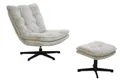 KASPER Relax-Sessel drehbar inkl. Hocker Cord Greige / Gestell Metall Schwarz