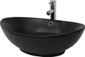 LuxeBath Waschbecken Aufsatzwaschbecken Oval, 59x38x19 cm, Schwarz matt, aus Keramik