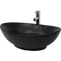 ML-Design Waschbecken aus Keramik in Schwarz Matt 59x38x19cm Ovale Waschtisch