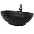 Keramik Waschbecken Handwaschbecken Waschtisch 590 x 380 x 190 mm Schwarz