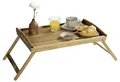 Serviertablett Akazienholz 55x35x24cm Tablett Klappfüße FSC Frühstück Bett