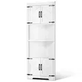 VEVOR Eckschrank Aufbewahrungsschrank mit 6-stufiger Regalen Mehrzweckschrank (171 cm Hohe) mit 4 Holztüren und verstellbaren Regalen, freistehender
