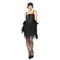 Smiffys Kostüm Schwarzes Flapper Cocktailkleid mit Fransen, Schwarzes Abendkleid für Damen der Goldenen 20er schwarz S