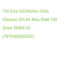 100 Elco Sichthüllen Ordo Classico Din A4 Blau Glatt 120 G/qm 29489.32 (76104259