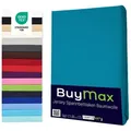 Buymax Spannbettlaken 2-er Set, Doppelpack, Bettlaken, Jersey 100% Baumwolle, Gummizug: rundum, (2 Stück), Pflegeleicht und Atmungsaktiv in Verschiedenen Farben und Größen blau 100 cm x 200 cm