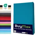Buymax Spannbettlaken 100x200cm Doppelpack 100% Baumwolle Spannbetttuch Bettlaken Jersey, Matratzenhöhe bis 25 cm, Farbe Petrol
