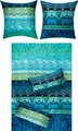 Erwin Müller Bettwäsche, Bettgarnitur, Bettbezug, Wende-Kissenbezug Mako-Satin orientalisch, blau Größe 80x80 cm / 155x200 cm - temperaturausgleichend, mit Reißverschluss