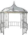 Pergola Almeria, Rundpavillon Garten Pavillon, stabiles Stahl-Gestell Ø 3m creme