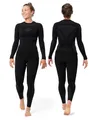 Occulto Damen Skiunterwäsche Set Thermoshirt & Thermounterhose (Modell: Lindsey), Thermounterwäsche Damen Schwarz Grau S