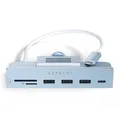 SATECHI Klemmen-Hub USB-C, USB-C Datenport, USB-A 3.0 Datenports, Micro/SD-Kartenleser, für Apple Studio Display und 24-Zoll iMac M1 2021. Nicht kompatibel mit 2020 und früheren iMac Modellen (Blau)