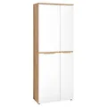 Büroschrank Aktenschrank 4 Türen Mauvella Eiche Dekor Weiß supermatt 75 x 197 cm