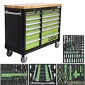 TRUTZHOLM Werkstattwagen Deluxe 2 x 6 Schubladen Massive Arbeitsplatte 4 Schubladen bestückt