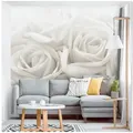 Bilderdepot24 Fototapete Rosen Weiße Rosen 3D-Effekt Blumen Natur Pflanzen Wanddeko Liebe XXL, Glatt, Matt, (Vliestapete inkl. Kleister oder selbstklebend), Wohnzimmer Schlafzimmer Küche Flur Motivtapete Vliestapete Wandtapete beige 3.36 m x 3.36 m