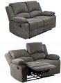 Zweisitzer-Sofa mit Tonnentaschenfederkern B148/T87/H97 cm, verstellbare 2er Couch durch praktische halbautomatische Relaxfunktion, Bezug Mikrofaser Vintage Anthrazit / 15130