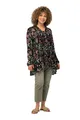 Ulla Popken Damen große Größen Übergrößen Plus Size Bluse, Bedruckt, A-Linie, Carree-Ausschnitt, Langarm schwarz 46+ 825586100-46+