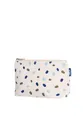 Kosmetiktasche groß - Kosmetik Organizer für Damen & Herren - Reise Kulturbeutel mit Muster - 100% Bio Baumwolle - Großes Hauptfach - GOTS, Grüner Punkt Zertifiziert (Greige/Blue Dots Print)